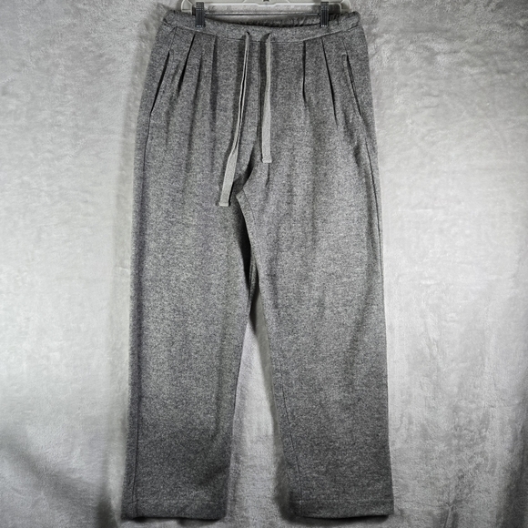 The Frankie Shop Women Pleated Wool Pants Gray Size Large Wide Leg Elastic Waist - Picture 1 of 11